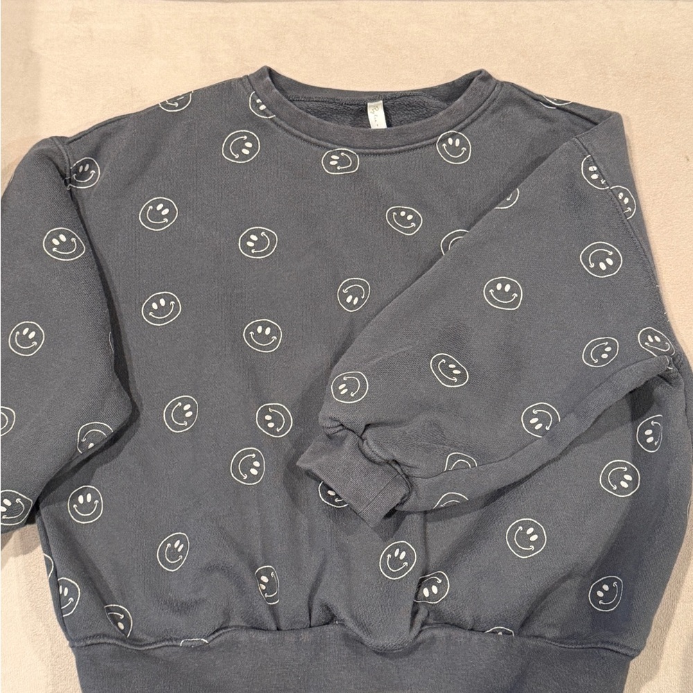 Riley + Cru Gray Smiley Face Kids Sweatshirt